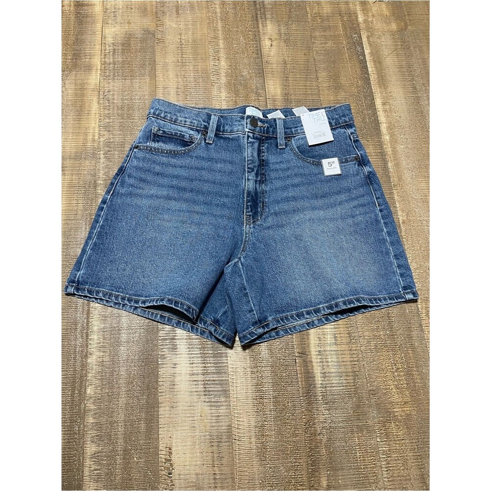 Time & Tru NEW Classic High-Rise Blue Denim Shorts - Women's
